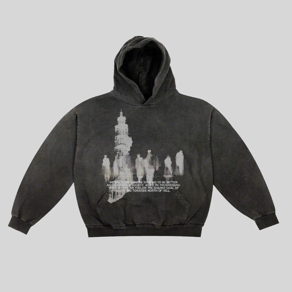 SOUTH OF HEAVEN NORTH‎ OF HELL - Heavyweight Hoodie Vintage Washed Size XL NEW